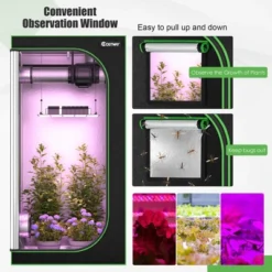 Costway 36''x36''x72'' Mylar Hydroponic Grow Tent W/Observation Window & Floor Tray GrayBlack -Outdoor Deals Garden Store GUEST 786dbb80 b410 445e 954b 6791ce9056d2