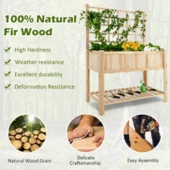 Costway Raised Garden Bed Elevated Wooden Planter Box With Trellis & Open Storage Shelf -Outdoor Deals Garden Store GUEST 788558df e5a4 44c2 8a07 e2709666c79d