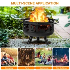 Costway 30'' Patio Round Fire Pit W/ Fire Poker Cooking Grill For Camping BBQ 12 Costway 30'' Patio Round Fire Pit W/ Fire Poker Cooking Grill For Camping BBQ -Outdoor Deals Garden Store GUEST 78b8ffeb f20c 4f9f b4ee 81595914b89e