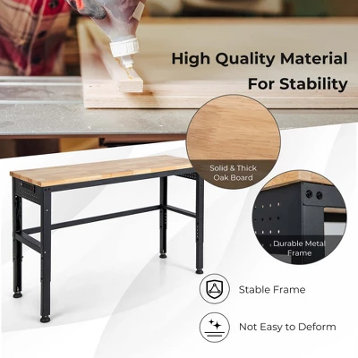 Costway 53" Adjustable Height Workbench 1760lbs Capacity Workstation W/ Power Outlets 4 Costway 53" Adjustable Height Workbench 1760lbs Capacity Workstation W/ Power Outlets - Image 4