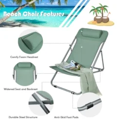 Costway Set Of 2 Beach Chair Portable 3-Position Lounge Chair W/ Headrest BlueGreenOrange 16 Costway Set Of 2 Beach Chair Portable 3-Position Lounge Chair W/ Headrest BlueGreenOrange -Outdoor Deals Garden Store GUEST 78d0c0be 0b54 445b 8849 09f5dda50590