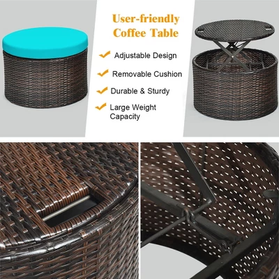Costway Patio Rattan Daybed Cushioned Sofa Adjustable Table Top Canopy 7 Costway Patio Rattan Daybed Cushioned Sofa Adjustable Table Top Canopy - Image 7