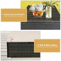 Costway 5PCS Outdoor Patio Rattan Furniture Set Sectional Conversation W/Beige Cushion -Outdoor Deals Garden Store GUEST 7afde391 e24a 4254 a834 3ff261756051 2