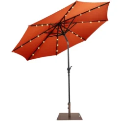 Costway 10ft Solar Lights Patio Umbrella Outdoor W/ 50 LBS Movable Umbrella Stand Red -Outdoor Deals Garden Store GUEST 7b507b98 de29 4f89 a00f 3e3eade758ad