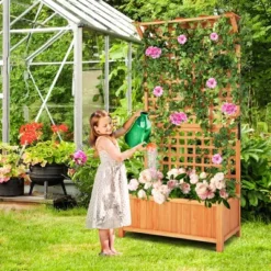 Costway Raised Garden Bed Planter Box Climbing Plants Container With Trellis &Hanging Roof -Outdoor Deals Garden Store GUEST 7bda982a 6509 4bd8 a7fd cccd6291fe76