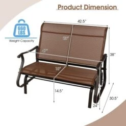 Costway 2-Person Patio Swing Glider Bench Loveseat Rocking Chair High Back Deck -Outdoor Deals Garden Store GUEST 7bfed338 b9df 44ec b3a5 1bc0149c9b2b