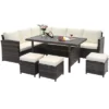 Costway 7 PCS Patio Furniture Set Rattan Sectional Conversation Sofa Coffee Table Porch