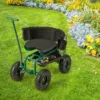 Costway Rolling Garden Cart Outdoor Gardening Workseat With Adjustable Height &Tool Storage