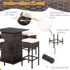 Costway Patio 5PCS Rattan Bar Table Stool Set Hidden Storage Shelf Cushioned 14 Costway Patio 5PCS Rattan Bar Table Stool Set Hidden Storage Shelf Cushioned -Outdoor Deals Garden Store GUEST 7cb5bc75 c31d 48de 887b f4a391dd9b76