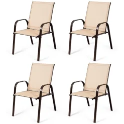 Costway 4PCS Patio Chairs Garden Deck Yard With Armrest Brown/Beige/Gray 20 Costway 4PCS Patio Chairs Garden Deck Yard With Armrest Brown/Beige/Gray -Outdoor Deals Garden Store GUEST 7cfbc331 465d 498a 9aba 1af76bf90243