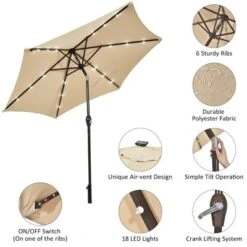 Costway 9' Solar LED Lighted Patio Market Umbrella Tilt Adjustment Crank Lift 16 Costway 9' Solar LED Lighted Patio Market Umbrella Tilt Adjustment Crank Lift -Outdoor Deals Garden Store GUEST 7d4183e8 ab9e 4c2b b8c2 60d1d0b9ba90