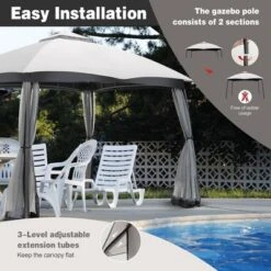 Costway 10x12 FT 2-Tier Patio Gazebo Canopy Netting Heavy-Duty Metal Easy-Setup Outdoor -Outdoor Deals Garden Store GUEST 7dca33c9 826f 446d 8f13 e76bf7d35a17