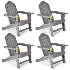 Costway 4PCS Patio Adirondack Chair Weather Resistant Garden Deck W/Cup Holder WhiteBlackGreyTurquoise -Outdoor Deals Garden Store GUEST 7dcb6ee4 7438 47e6 974f 9b2224f8d320