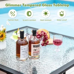 Costway 35'' Patio Dining Table Tempered Glass Top Bistro Table With 1.5'' Umbrella Hole 13 Costway 35'' Patio Dining Table Tempered Glass Top Bistro Table With 1.5'' Umbrella Hole -Outdoor Deals Garden Store GUEST 7dde737a 536b 43f3 9fb5 1c984ea28d0d