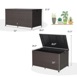 Costway 133 Gallon Patio Rattan Storage Deck Box Container Wheel Handle W/Liner -Outdoor Deals Garden Store GUEST 7e347147 9b93 46d6 9713 103dfbcff562