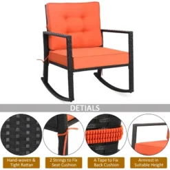 Costway Patio Rattan Rocker Chair Outdoor Glider Wicker Rocking Chair Cushion Lawn Deck -Outdoor Deals Garden Store GUEST 7e62720a fd51 44de 8545 e36e328764a6