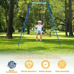 Costway Outdoor Kids Swing Set Heavy Duty Metal A-Frame W/ Ground Stakes -Outdoor Deals Garden Store GUEST 7e89faef b886 45df a5f9 94ed4778ac94