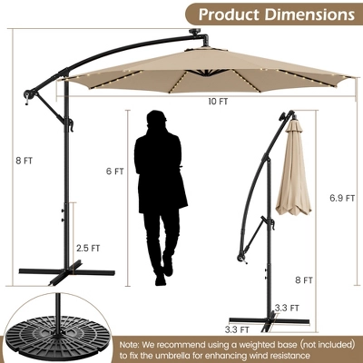 Costway 10FT Patio Solar-Lighted 112 LED Cantilever Offset Umbrella Crank Tilt Outdoor 2 Costway 10FT Patio Solar-Lighted 112 LED Cantilever Offset Umbrella Crank Tilt Outdoor - Image 2