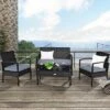 Costway 8PCS Patio Rattan Furniture Set Garden Deck