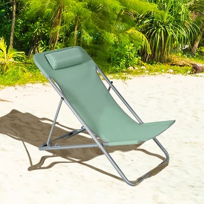 Costway Set Of 2 Beach Chair Portable 3-Position Lounge Chair W/ Headrest BlueGreenOrange 8 Costway Set Of 2 Beach Chair Portable 3-Position Lounge Chair W/ Headrest BlueGreenOrange - Image 8