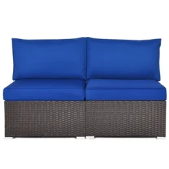 Costway 2PCS Patio Rattan Armless Sofa Sectional Furniture W/Navy Cushion 16 Costway 2PCS Patio Rattan Armless Sofa Sectional Furniture W/Navy Cushion -Outdoor Deals Garden Store GUEST 8179fc51 062d 49f3 8537 06b472f7c43c 1