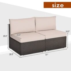 Costway 2PCS Patio Rattan Armless Sofa Sectional Conversation Furniture Set W/Cushion -Outdoor Deals Garden Store GUEST 817bf446 0a81 4bd9 9b43 19c7b479ca7f