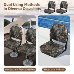 Costway 2-Piece Folding Boat Seat Set With Sponge Padding & Aluminum Hinges Low Back Black -Outdoor Deals Garden Store GUEST 82409d99 de18 48e6 9570 c42c07ed1b5a