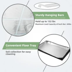 Costway 36''x20''x63'' Mylar Hydroponic Grow Tent W/Observation Window & Floor Tray GrayBlack -Outdoor Deals Garden Store GUEST 82990633 8841 4388 aeb2 52ede124a41d