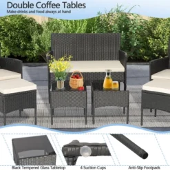 Costway 7pcs Patio Rattan Sofa Furniture Set Table Ottoman Metal Cushioned Outdoor Pool -Outdoor Deals Garden Store GUEST 82b30cbd 620b 46e8 8ecf 9556737f9888