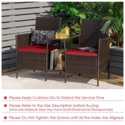 Costway Patio Rattan Wicker Conversation Set Sofa Cushioned Loveseat Glass Table -Outdoor Deals Garden Store GUEST 82c467f2 5fad 4189 9918 23b23e1ef859