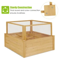 Costway Raised Garden Bed Wooden Garden Box With 9 Grids & Critter Guard Fence -Outdoor Deals Garden Store GUEST 83cd273e a890 47fc 88be 51d3188f6693
