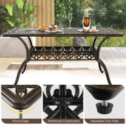 Costway 59'' Outdoor Dining Table All-Weather Cast Aluminum Umbrella Hole 6 Person Bronze 15 Costway 59'' Outdoor Dining Table All-Weather Cast Aluminum Umbrella Hole 6 Person Bronze -Outdoor Deals Garden Store GUEST 83ec8dcd 2e70 490d 84da e9348b2dc954
