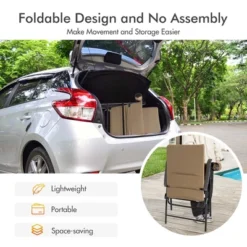 Costway Patio Padded Folding Portable Chair Camping Dining Outdoor Beach Chair GreyBrown -Outdoor Deals Garden Store GUEST 83f4399d 5afc 4563 9469 a63044c8ebcf
