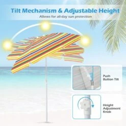 Costway 6.5Ft Patio Beach Sunshade Umbrella Portable Tilt Outdoor Yellowith Green/Navy/Blue 16 Costway 6.5Ft Patio Beach Sunshade Umbrella Portable Tilt Outdoor Yellowith Green/Navy/Blue -Outdoor Deals Garden Store GUEST 843f8db6 9476 463e 9c96 f2893fdd2a1d