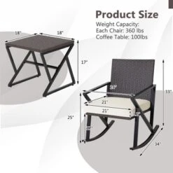 Costway 3PCS Patio Rattan Wicker Rocking Chairs Table Bistro Set Cushioned Rocker Garden 11 Costway 3PCS Patio Rattan Wicker Rocking Chairs Table Bistro Set Cushioned Rocker Garden -Outdoor Deals Garden Store GUEST 844b90a6 48f3 4761 8a70 b7882392d999