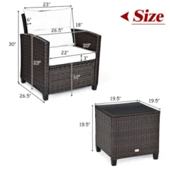 Costway 3PCS Patio Rattan Furniture Set Cushioned Conversation Set Sofa -Outdoor Deals Garden Store GUEST 845ed150 4395 4c3c 88f4 c80d0e3aa73e