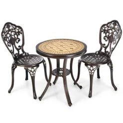 Costway 3PCS Patio Bistro Set Round Table Chairs All Weather Cast Aluminum Yard -Outdoor Deals Garden Store GUEST 8486448c 9b06 4cab 8ded b77ab5b6db8e