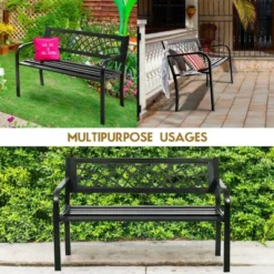 Costway Patio Park Garden Bench Porch Path Chair Outdoor Deck Steel Frame -Outdoor Deals Garden Store GUEST 849c2c84 ad1e 4a78 ac59 216ba9987b13