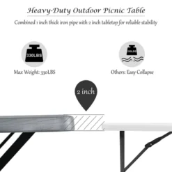 Costway Picnic Table Bench Set Outdoor Camping Backyard Garden Patio Party All Weather Gray/Green -Outdoor Deals Garden Store GUEST 84cdd9f2 6316 41f2 96a8 f941ade153eb