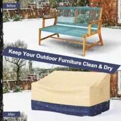 Costway Patio 60''x43'' 2-Seater Bench Loveseat Deep Sofa Cover Waterproof Handle Air Vent -Outdoor Deals Garden Store GUEST 84d82b84 4aae 41ce bf97 78b399845f2c