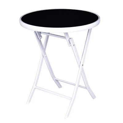 Costway 3 PCS Folding Bistro Table Chairs Set Garden Backyard Patio Furniture Black 4 Costway 3 PCS Folding Bistro Table Chairs Set Garden Backyard Patio Furniture Black - Image 4