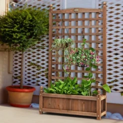 Costway 2 PCS Solid Wood Planter Box With Trellis Weather-Resistant 25"x11"x48" -Outdoor Deals Garden Store GUEST 888f4e21 da0e 4faa a3bd 72664c6021d0