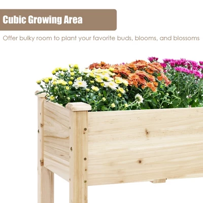 Costway Raised Garden Bed Elevated Planter Box Wood For Vegetable Flower Herb 5 Costway Raised Garden Bed Elevated Planter Box Wood For Vegetable Flower Herb - Image 5