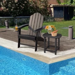 Costway Patio Adirondack Chair Weather Resistant Garden Deck W/Cup Holder WhiteBlackGreyTurquoise