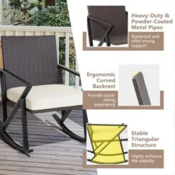Costway 3PCS Patio Rattan Wicker Rocking Chairs Table Bistro Set Cushioned Rocker Garden 15 Costway 3PCS Patio Rattan Wicker Rocking Chairs Table Bistro Set Cushioned Rocker Garden -Outdoor Deals Garden Store GUEST 8b305c9f e48c 46de 8c66 c164e9e15405