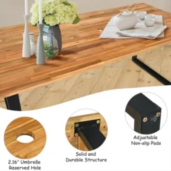 Costway 7PCS Patio Rattan Patented Dining Chair Table Set Solid Wood Frame Umbrella Hole 13 Costway 7PCS Patio Rattan Patented Dining Chair Table Set Solid Wood Frame Umbrella Hole -Outdoor Deals Garden Store GUEST 8bb07d69 4320 4d9b 81d5 af9084c8e103