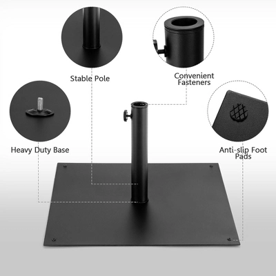 Costway 40 LBS Square Umbrella Base Stand Weighted Patio Market Umbrellas Black 8 Costway 40 LBS Square Umbrella Base Stand Weighted Patio Market Umbrellas Black - Image 8