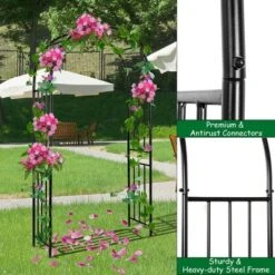 Costway 7.2Ft Garden Arch Steel Arbor Wedding Garden Decoration Climbing Plants W/Stakes -Outdoor Deals Garden Store GUEST 8c038333 8730 4e95 a649 5a208cc2b366