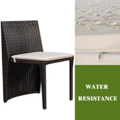 Costway 3 PCS Cushioned Outdoor Wicker Patio Set Garden Lawn Sofa Furniture Seat Brown No Assembly -Outdoor Deals Garden Store GUEST 8c05239c 9bba 41b8 9553 5e48710cc7d9