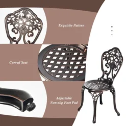 Costway 3PCS Patio Bistro Set Round Table Chairs All Weather Cast Aluminum Yard -Outdoor Deals Garden Store GUEST 8cd4728b 4903 4621 8da2 a30dad70862e